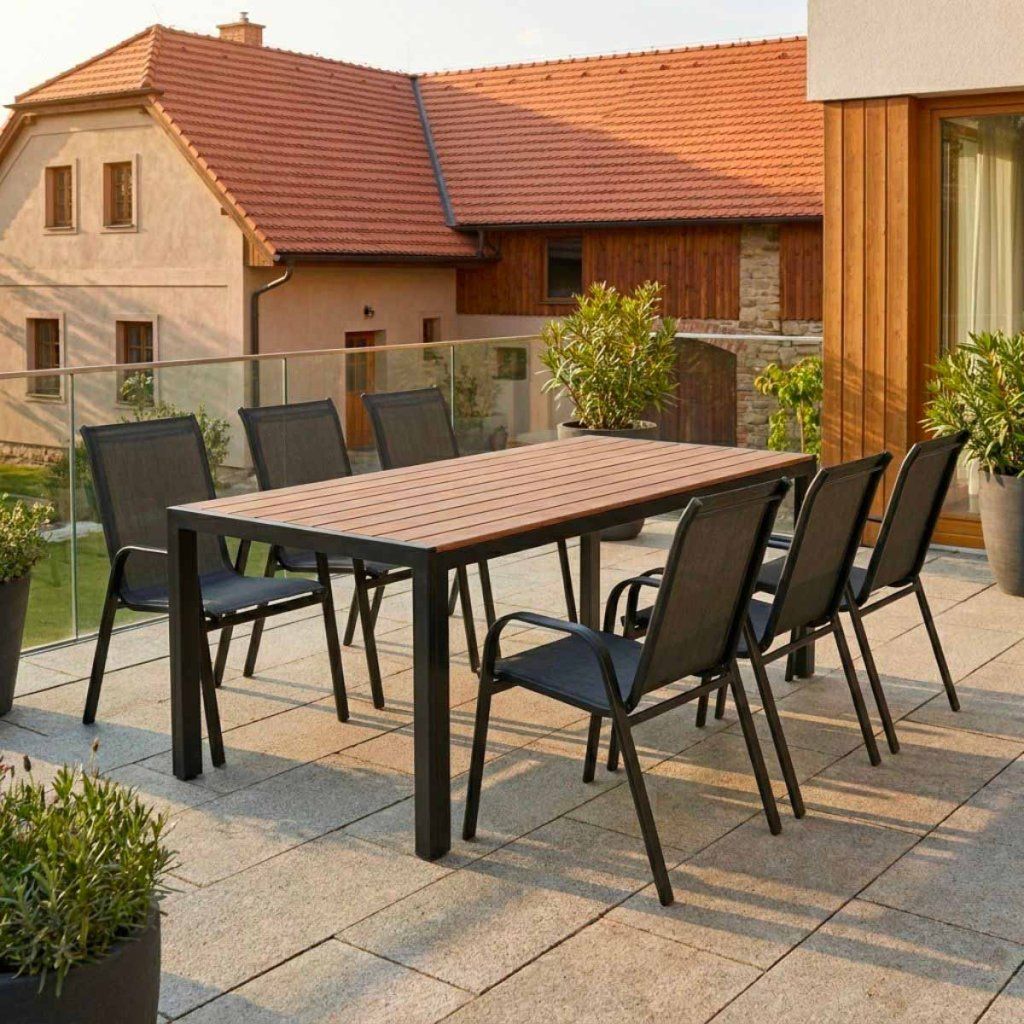 Venkovní zahradní set 190x90 pro 6 osob přírodní DK303-190P2