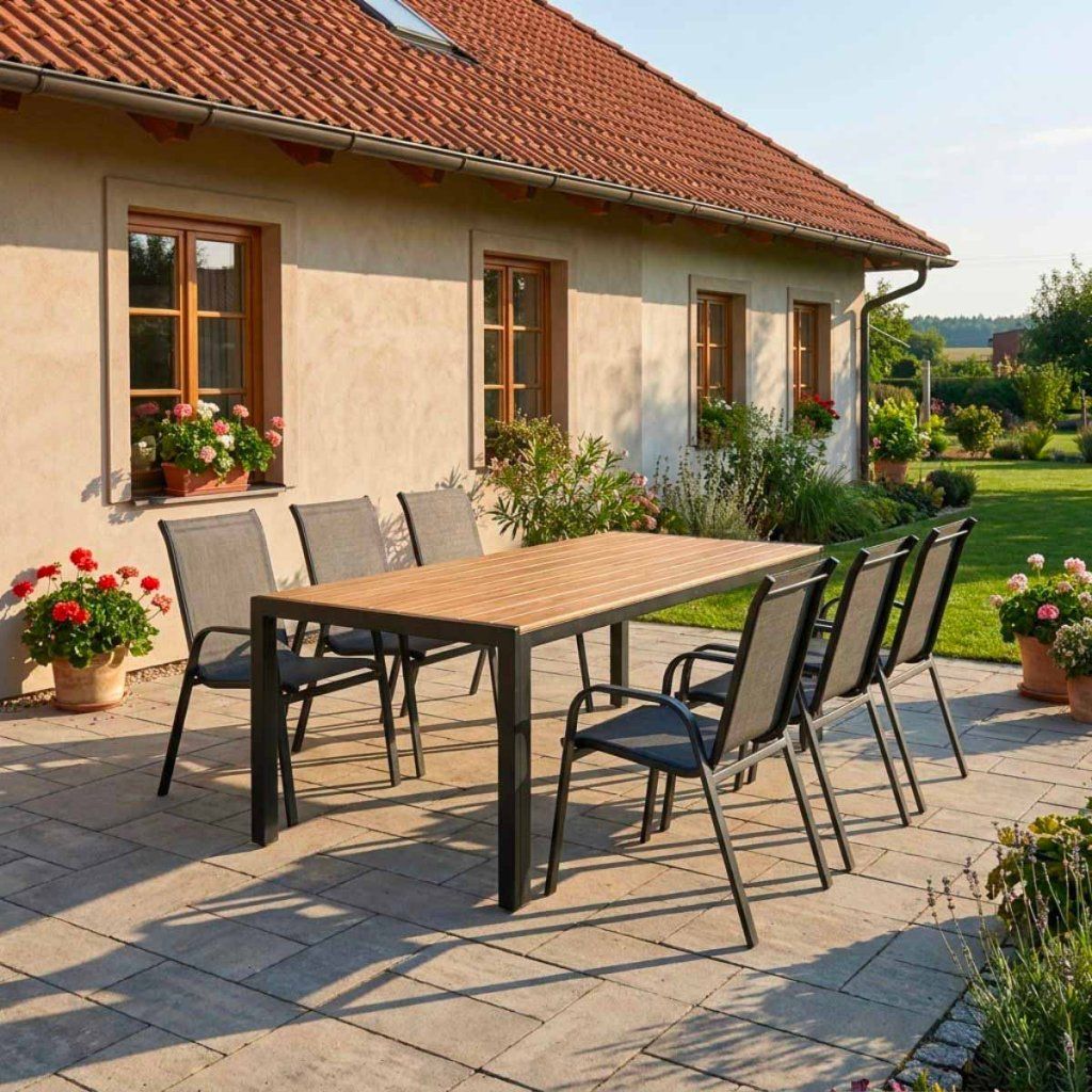 Venkovní zahradní set 190x90 pro 6 osob přírodní DK303-190P2