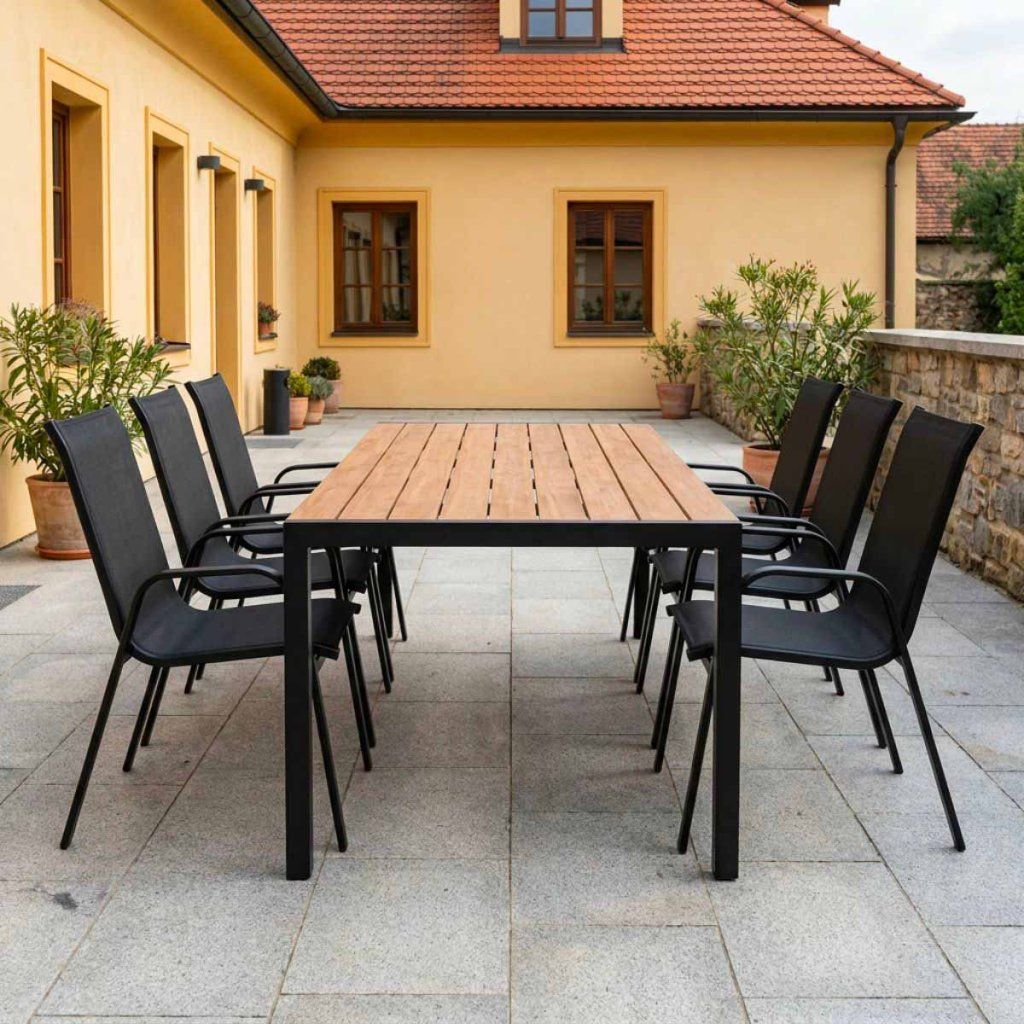 Venkovní zahradní set 190x90 pro 6 osob přírodní DK303-190P2