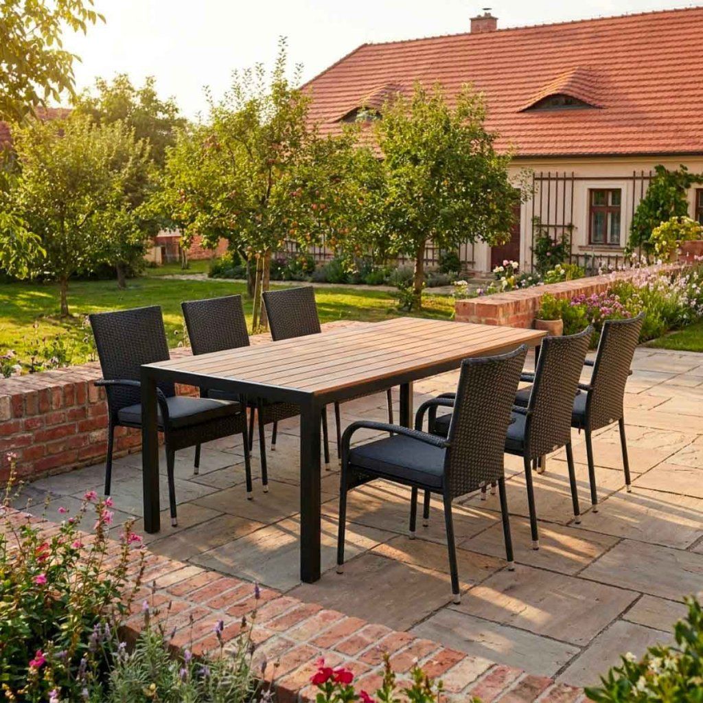 Zahradní set 190x90 pro 6 osob přírodní DT254-190P2