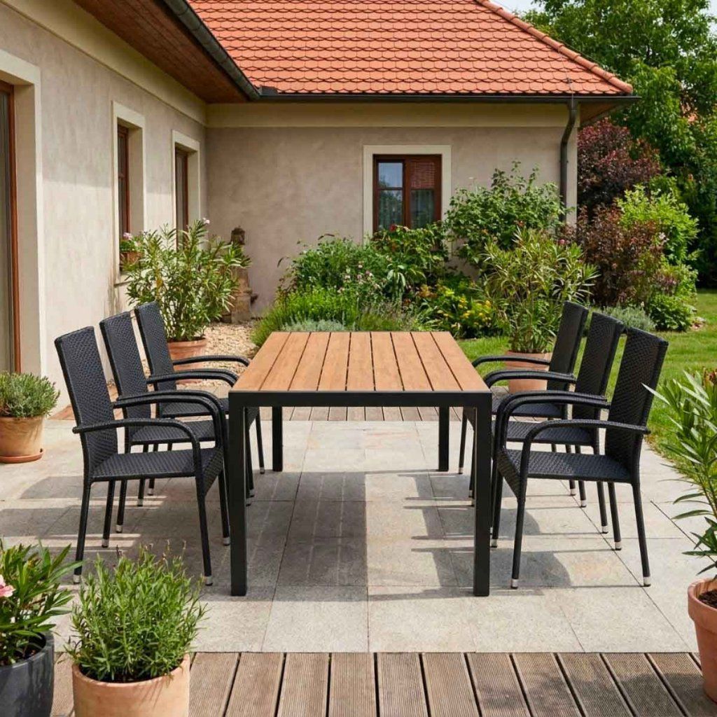 Zahradní set 190x90 pro 6 osob přírodní DT254-190P2
