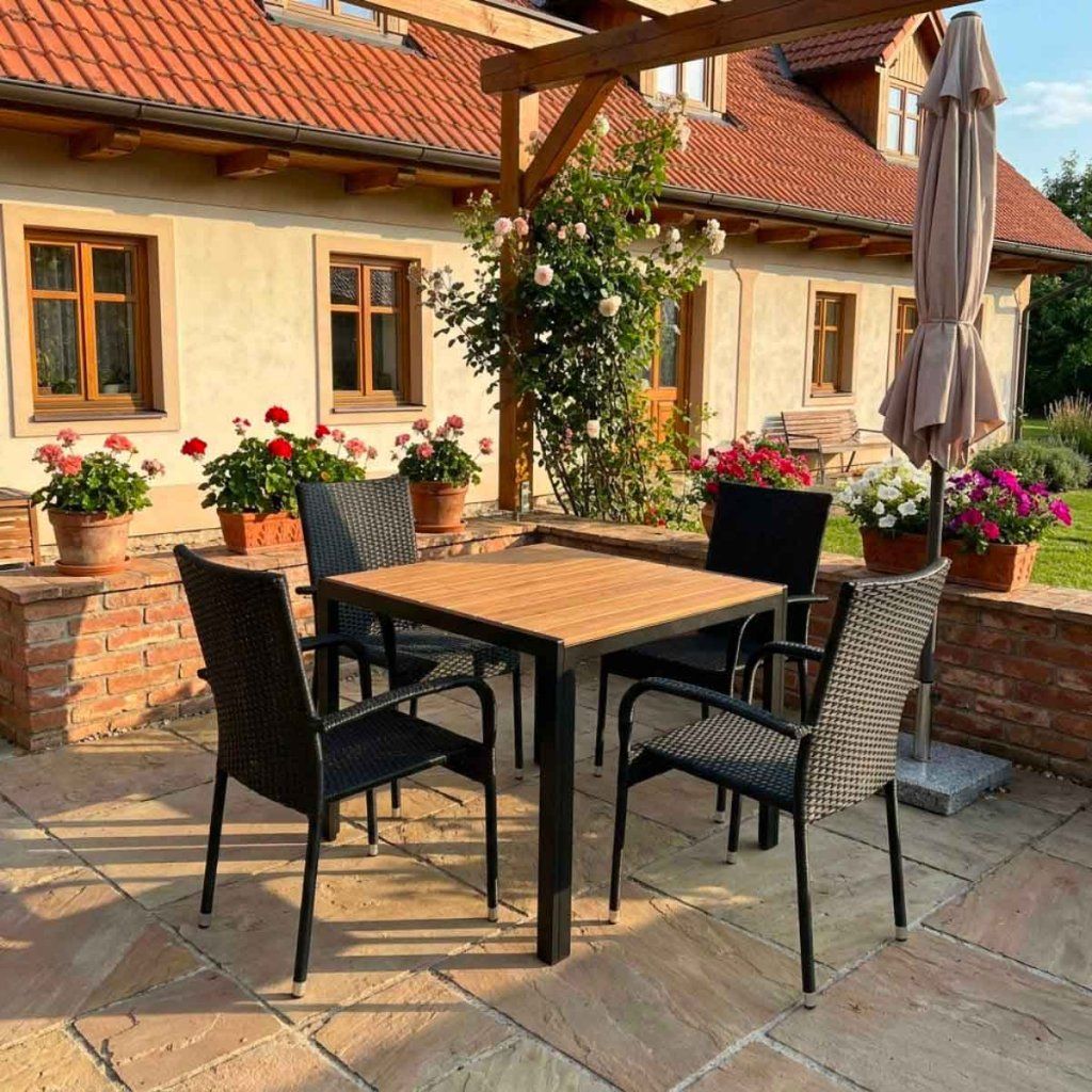 Zahradní ratanový set 90x90 pro 4 osoby přírodní DT280P