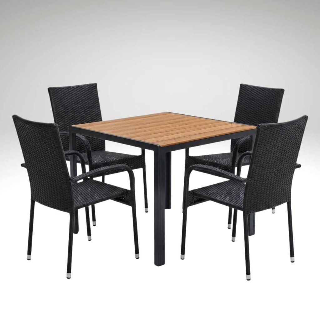 Zahradní ratanový set 90x90 pro 4 osoby přírodní DT280P
