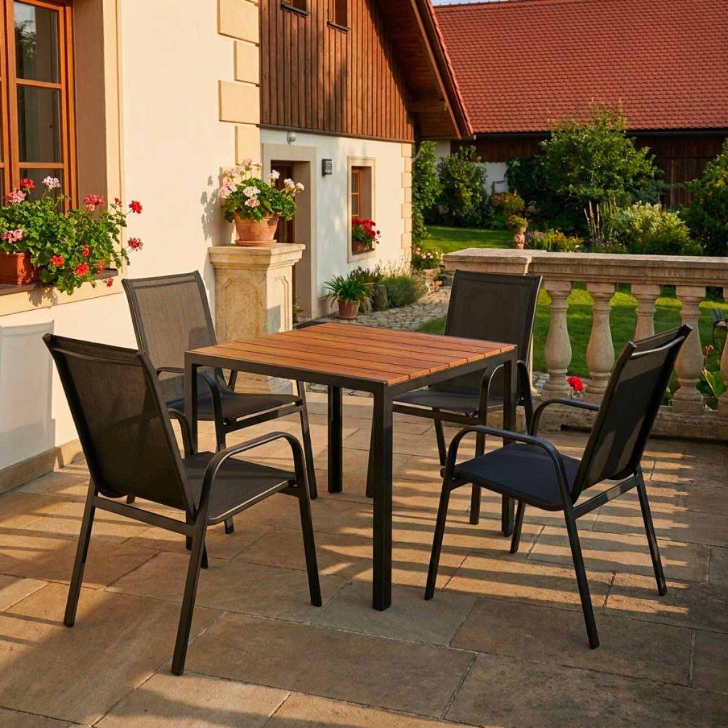 Venkovní malý zahradní set 90x90 pro 4 osoby přírodní DK301P