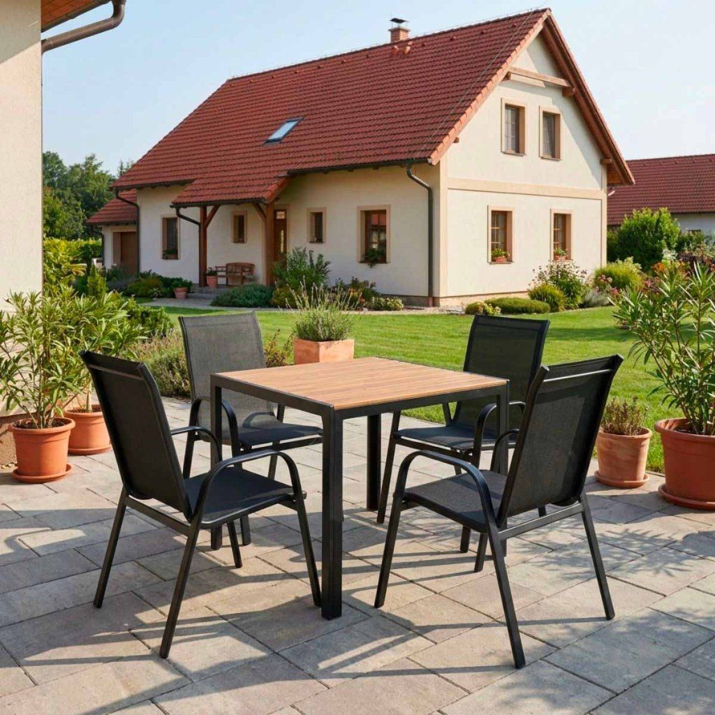 Venkovní malý zahradní set 90x90 pro 4 osoby přírodní DK301P