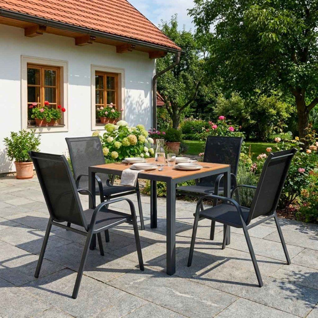 Venkovní malý zahradní set 90x90 pro 4 osoby přírodní DK301P