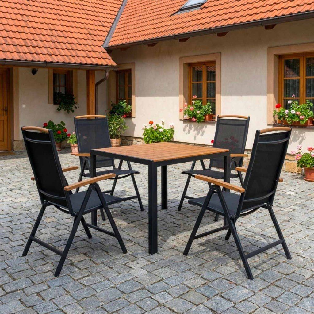 Zahradní jídelní set 90x90 pro 4 osoby přírodní AZS157-4P2