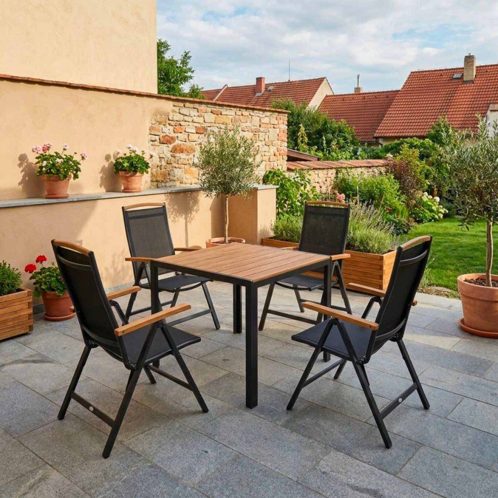 Zahradní jídelní set 90x90 pro 4 osoby přírodní AZS157-4P2
