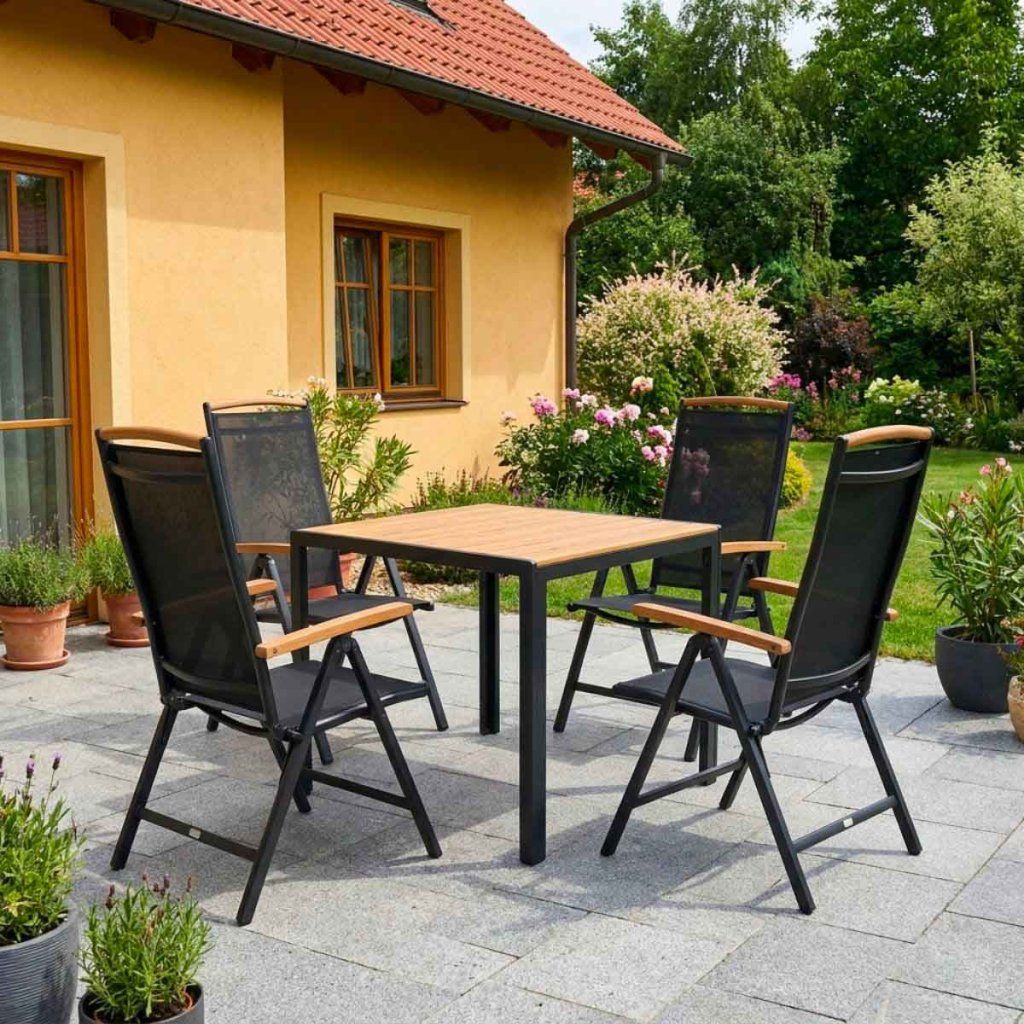 Zahradní jídelní set 90x90 pro 4 osoby přírodní AZS157-4P2