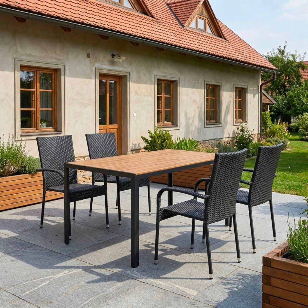 Zahradní ratanový set 140x80 pro 4 osoby DT255-P2 přirodní