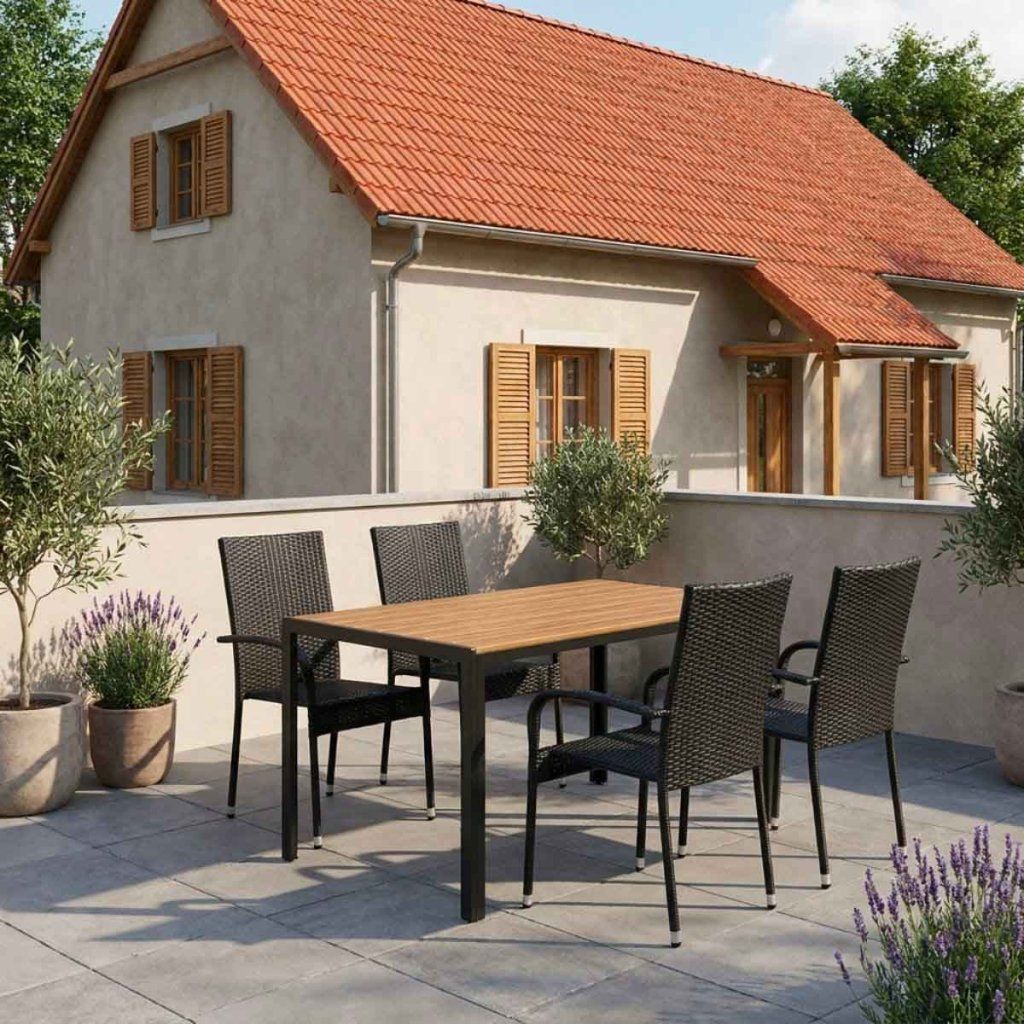 Zahradní ratanový set 140x80 pro 4 osoby DT255-P2 přirodní