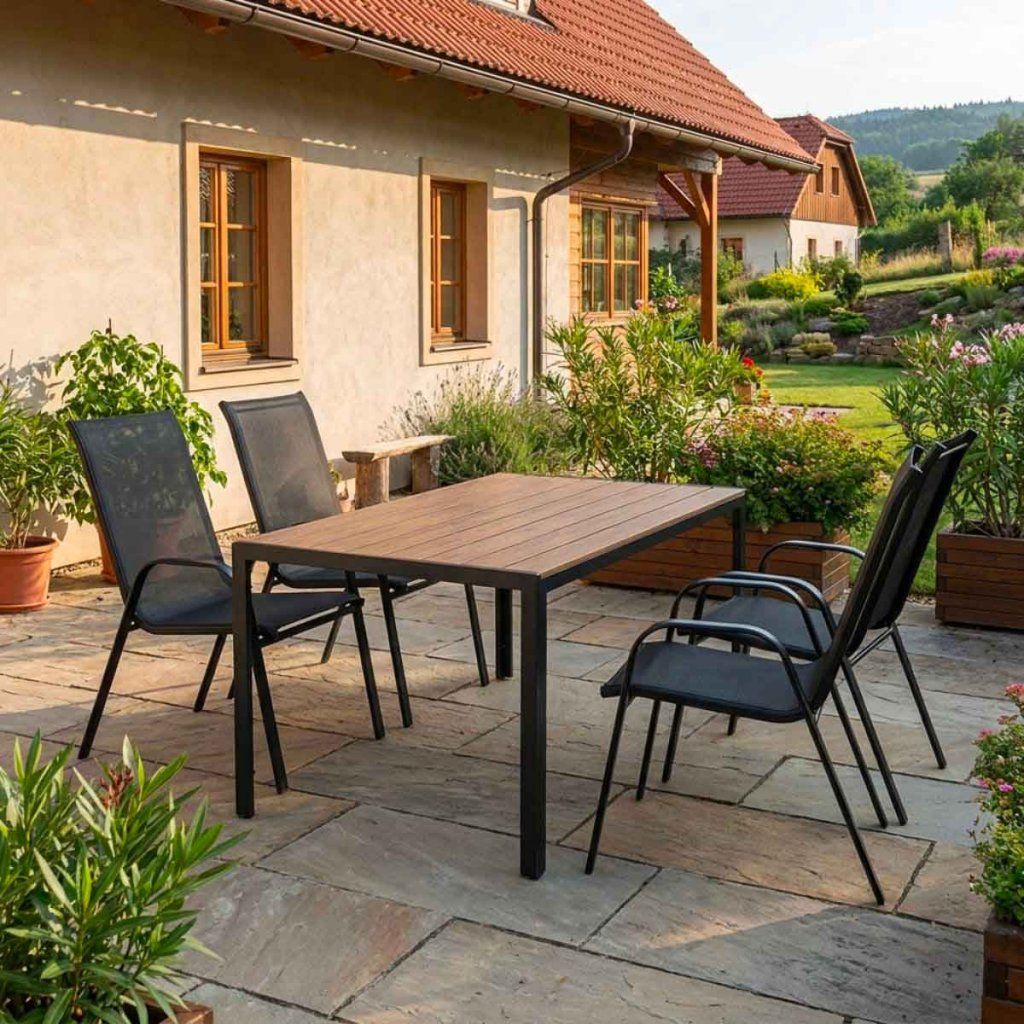 Venkovní zahradní set 140x80 pro 4 osoby DK302-P2 přírodní