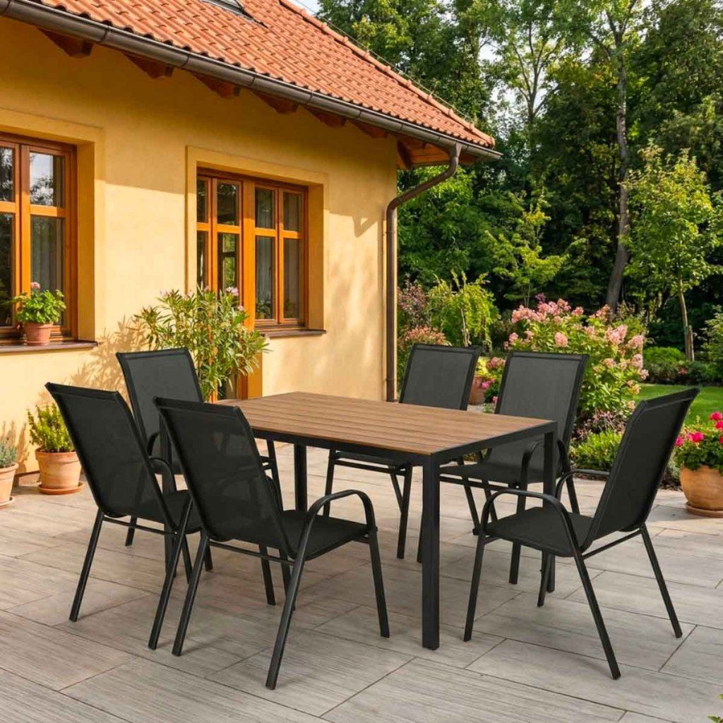 Venkovní zahradní set 140x80 pro 6 osob DK304-P2 přírodní