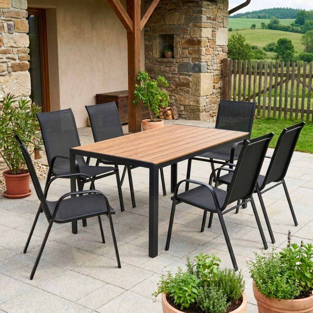 Venkovní zahradní set 140x80 pro 6 osob DK304-P2 přírodní