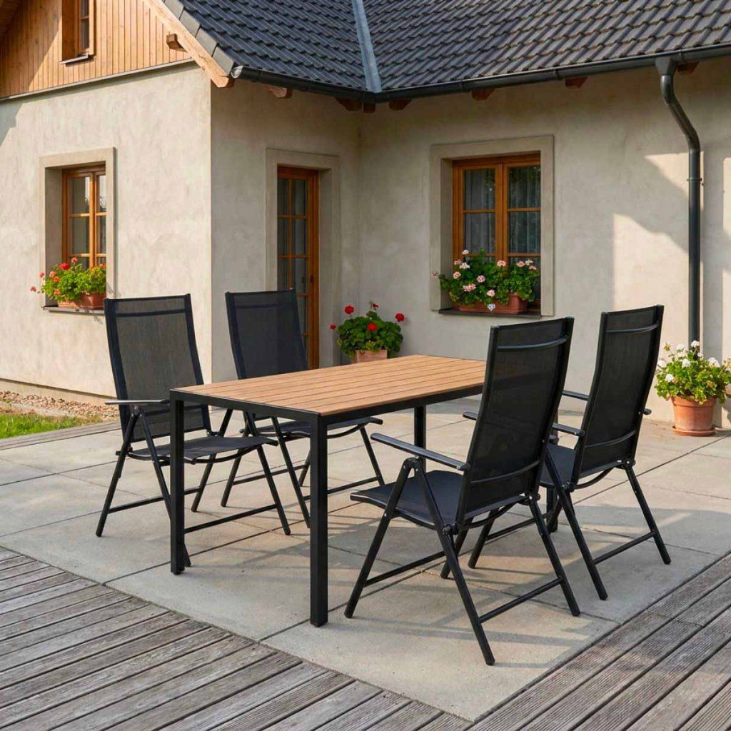 Zahradní set 140x80 pro 4 osoby skládací židle V134-P2 přírodní
