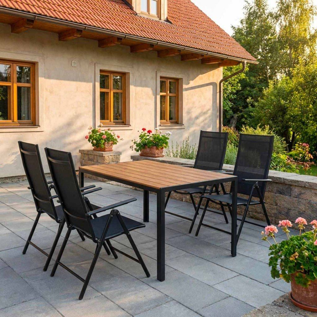 Zahradní set 140x80 pro 4 osoby skládací židle V134-P2 přírodní