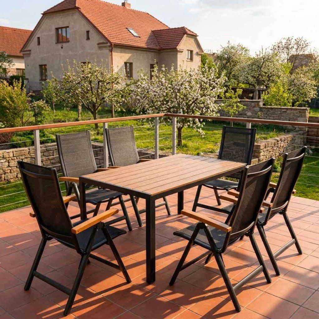 Zahradní jídelní set 140x80 pro 6 osob přírodní VZS210P6