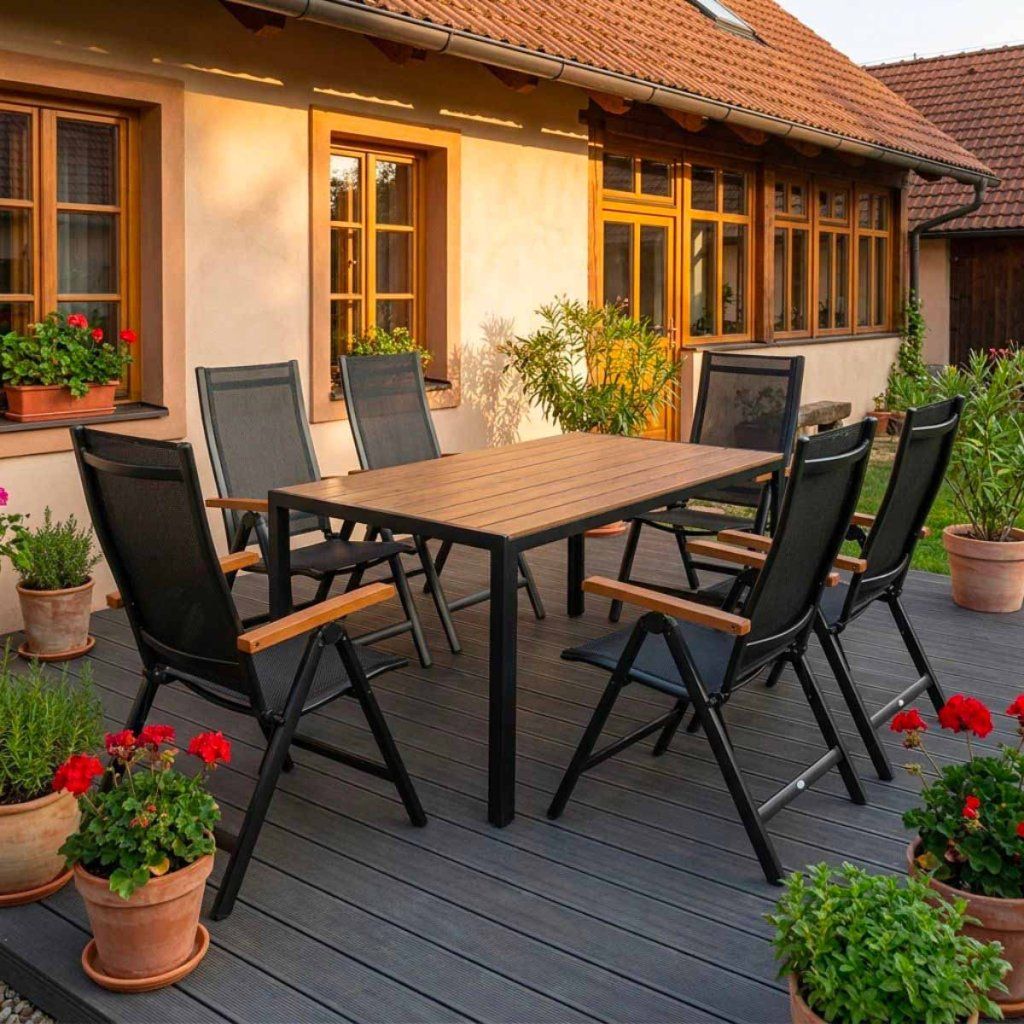 Zahradní jídelní set 140x80 pro 6 osob přírodní VZS210P6