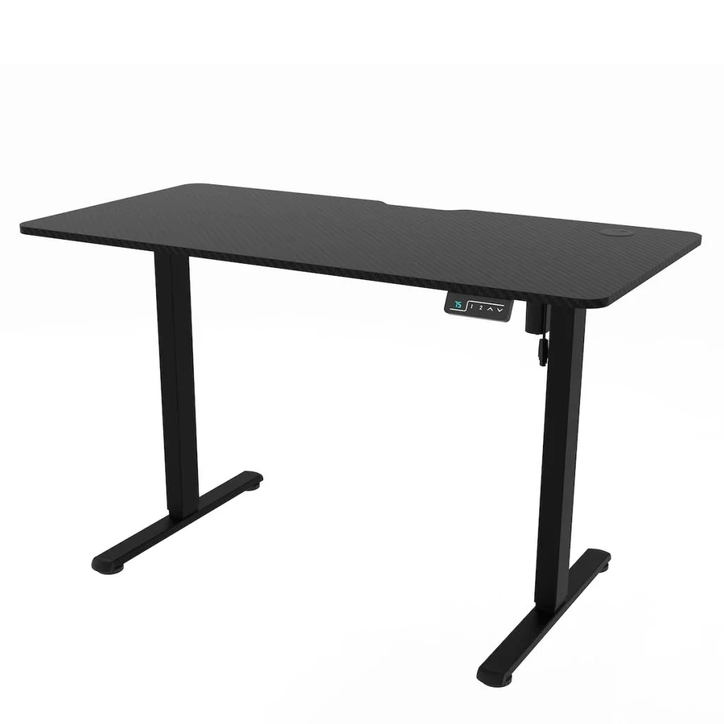 Pracovní set - elektricky výškově nastavitelný stůl 120×60 cm carbon + černá kancelářská židle VPS106C-206C za akční cenu