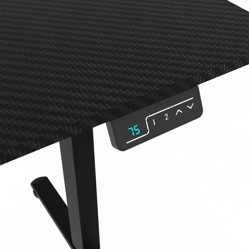Pracovní set - elektricky výškově nastavitelný stůl 120×60 cm carbon + černá kancelářská židle VPS106C-206C za akční cenu