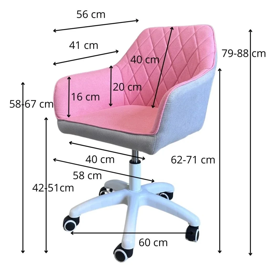 Pracovní set pracovní stůl 100 × 48 cm bělený dub, růžové pracovní křeslo VPS100B-100R