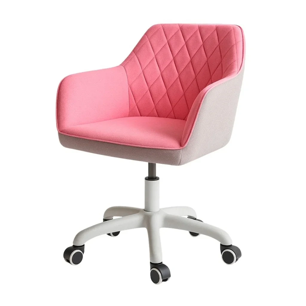 Pracovní set pracovní stůl 100 × 48 cm bělený dub, růžové pracovní křeslo VPS100B-100R