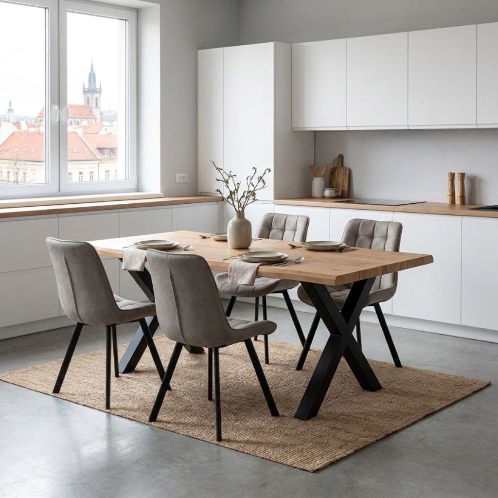 Jídelní set pro 4 osoby 160x90 cm dub-béžová VJS116-41L