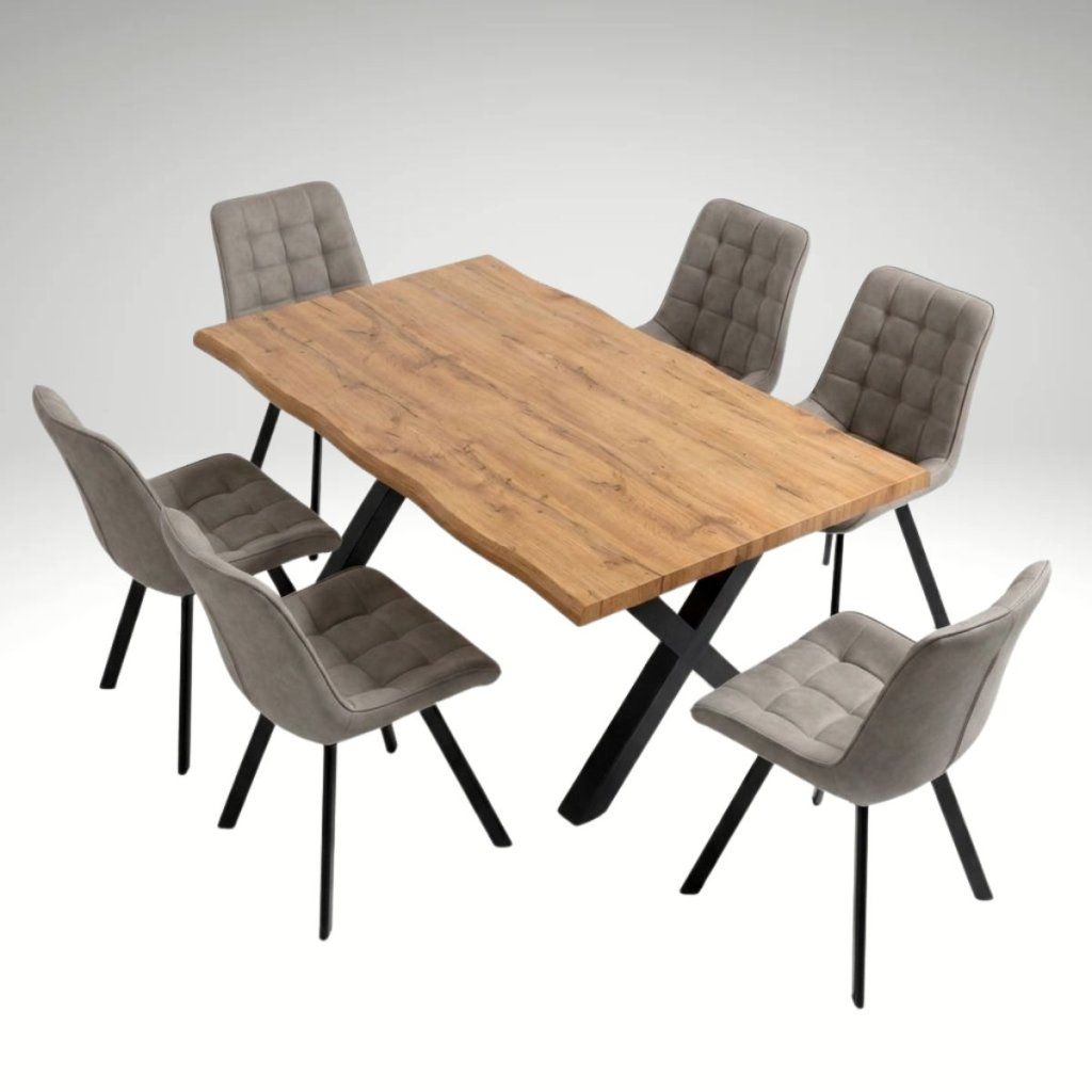 Jídelní set pro 6 osob 160x90 cm dub-béžová VJS116-61L
