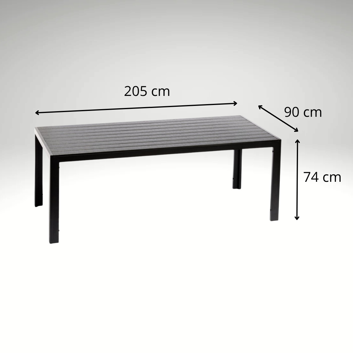 Zahradní jídelní stůl 205x90cm DT167 antracit ZA AKČNÍ CENU