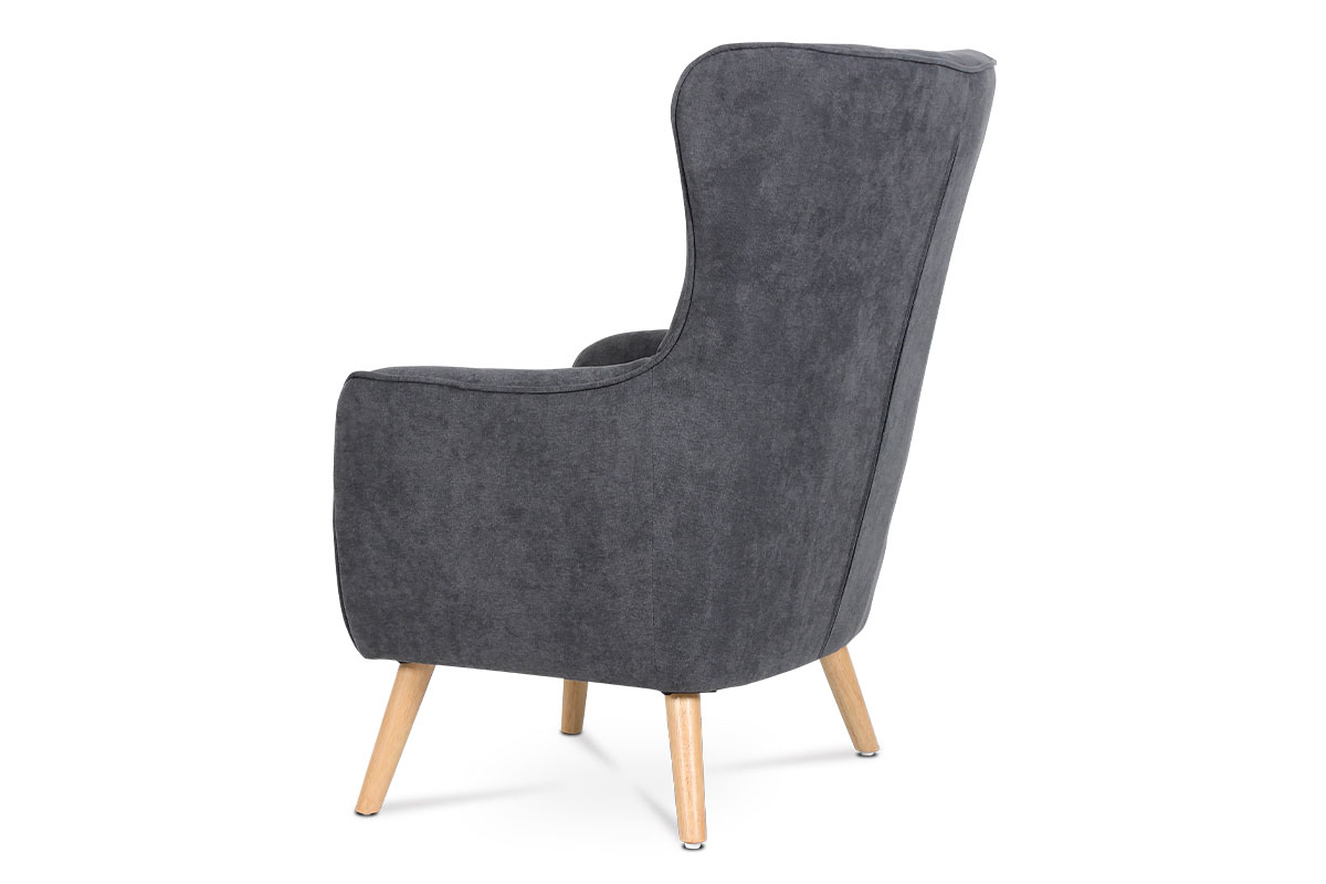 Křeslo potah šedá látka dřevěné nohy AKR125S