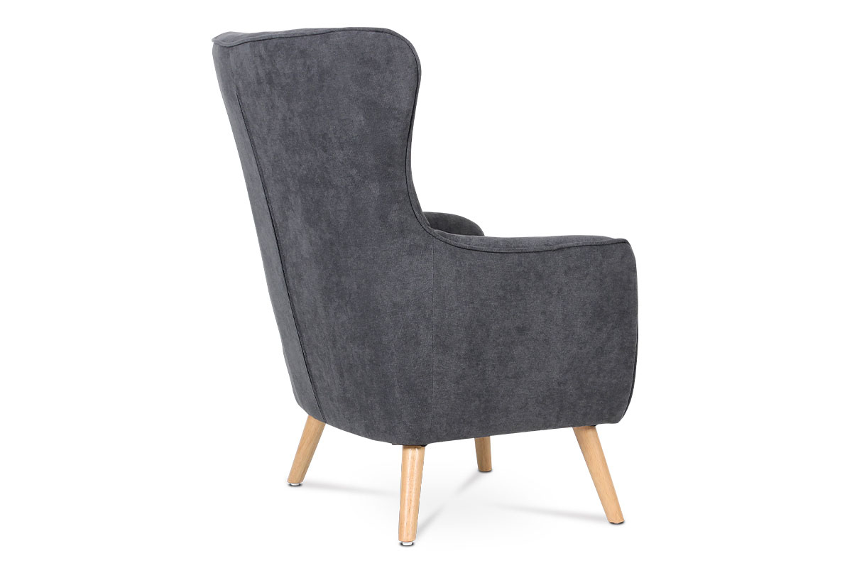 Křeslo potah šedá látka dřevěné nohy AKR125S