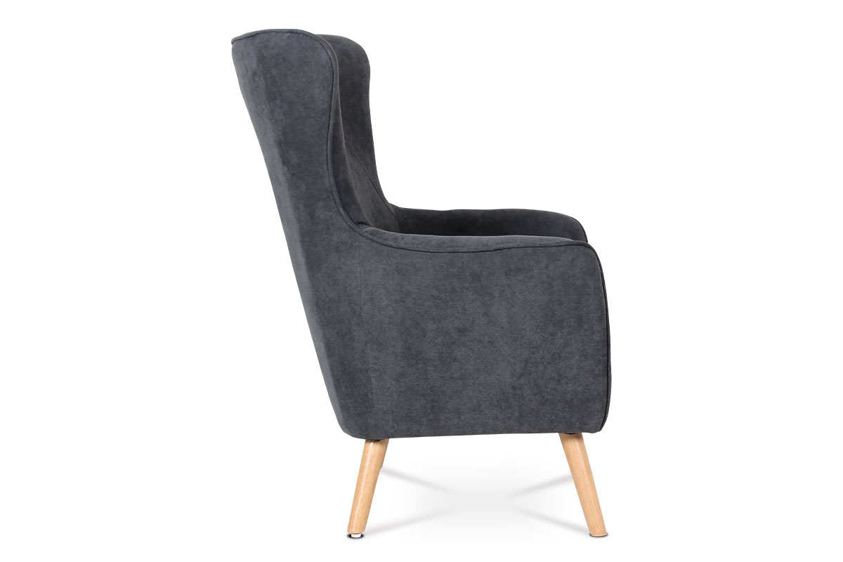 Křeslo potah šedá látka dřevěné nohy AKR125S