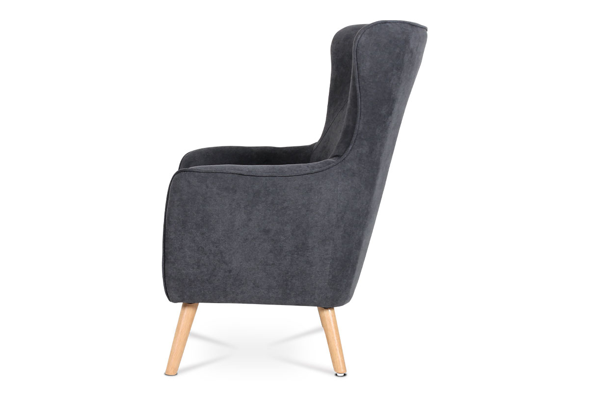 Křeslo potah šedá látka dřevěné nohy AKR125S