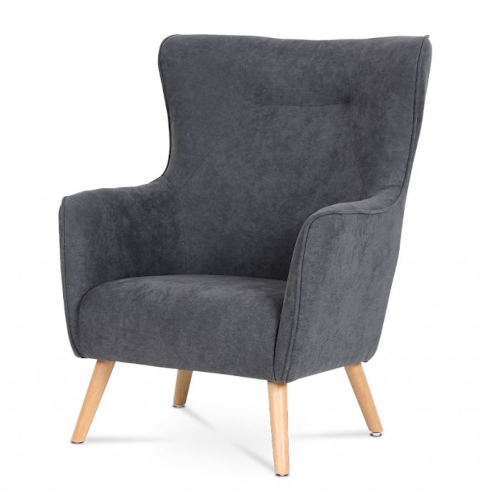 Křeslo potah šedá látka dřevěné nohy AKR125S