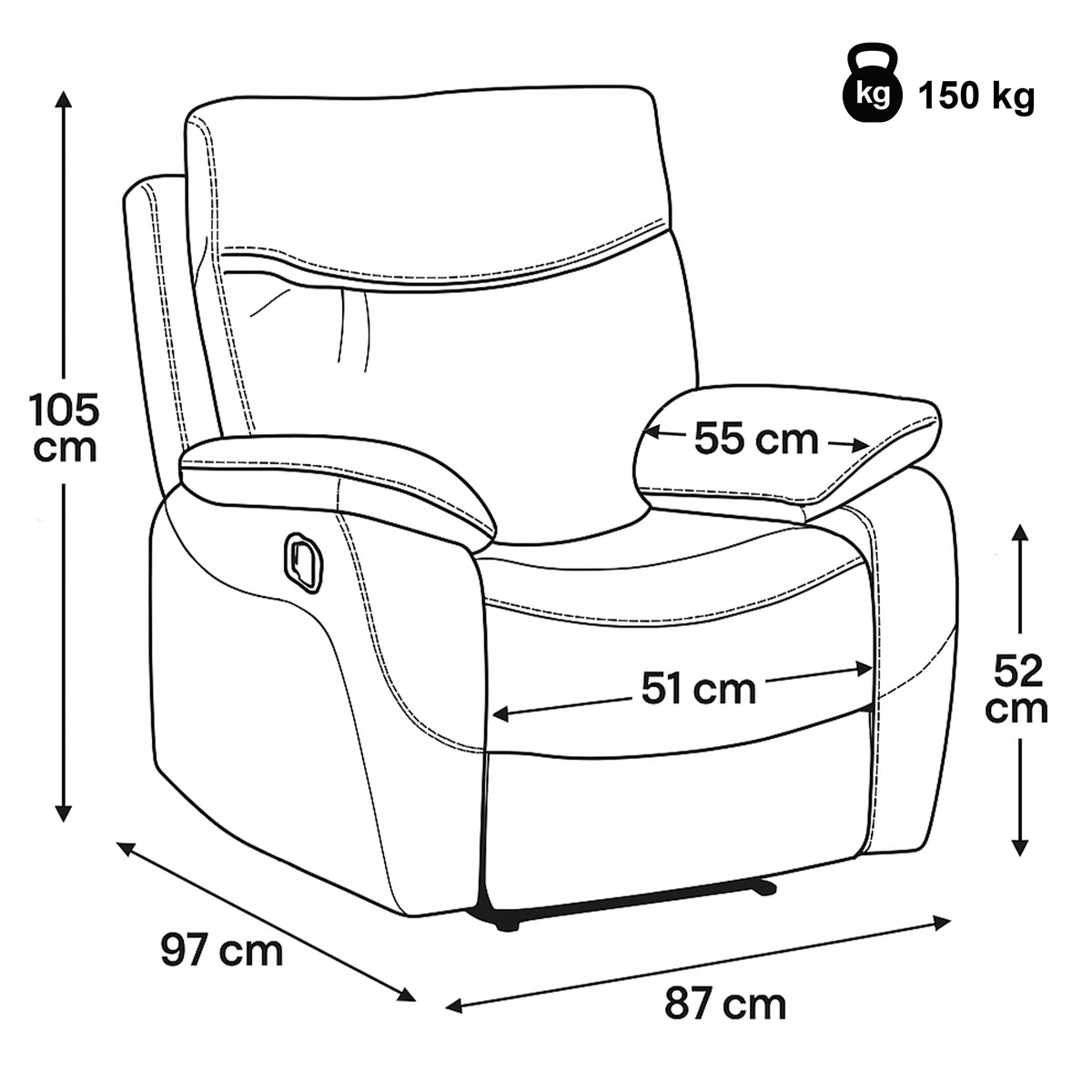 TV a relaxační křeslo manuální potah lanýžová látka v dekoru vintage AKR158L