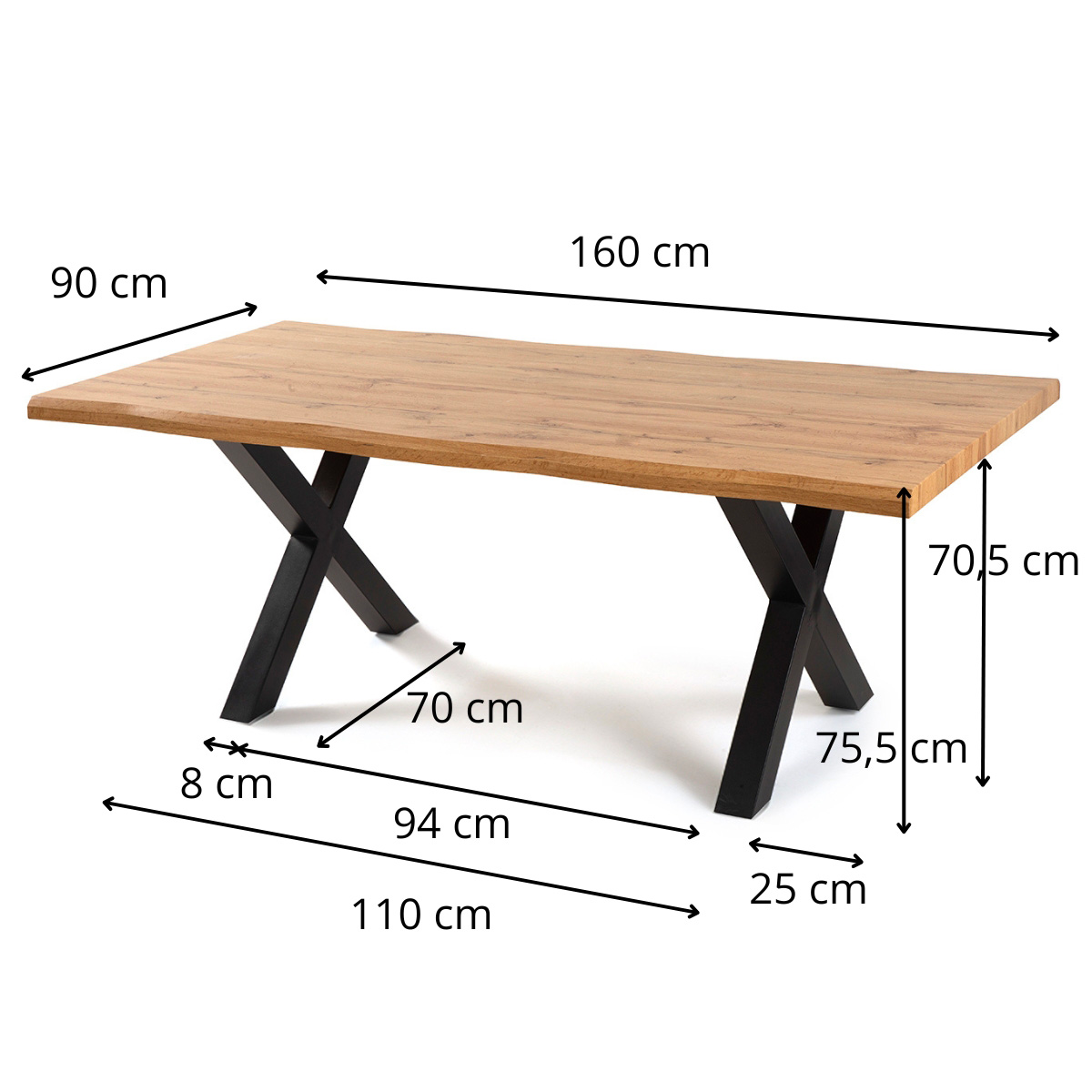 Jídelní set pro 4 osoby 160x90 cm dub-hnědá VJS116-41H