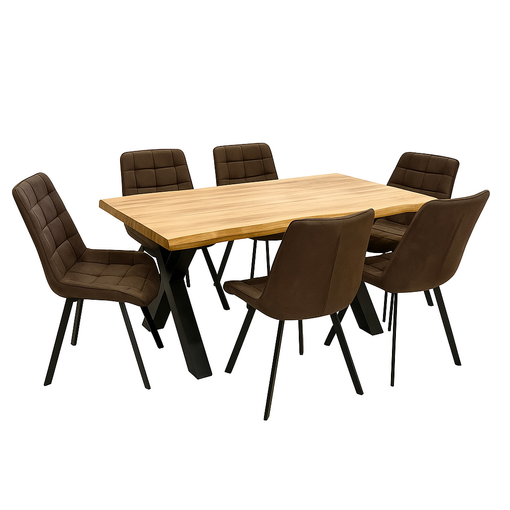 Jídelní set pro 6 osob 160x90 cm dub-hnědá VJS116-61H