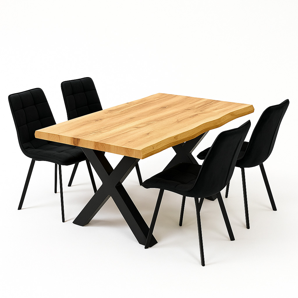 Jídelní set pro 4 osoby 160x90 cm dub-černá VJS116-41C