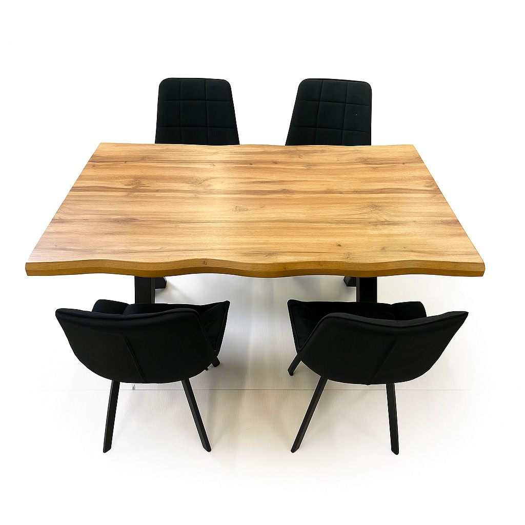 Jídelní set pro 4 osoby 160x90 cm dub-černá VJS116-41C