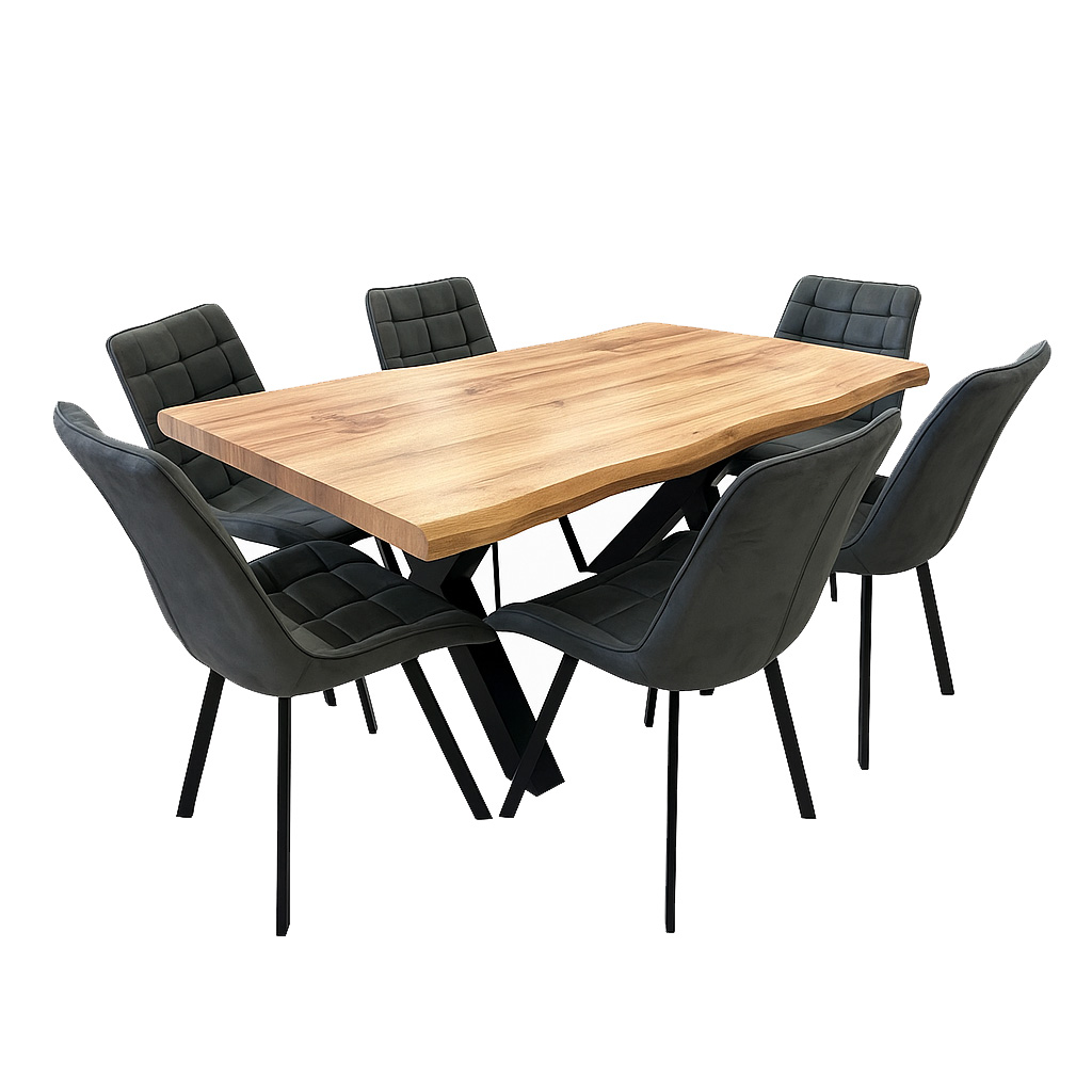 Jídelní set pro 6 osob 160x90 cm dub-šedá VJS116-61S