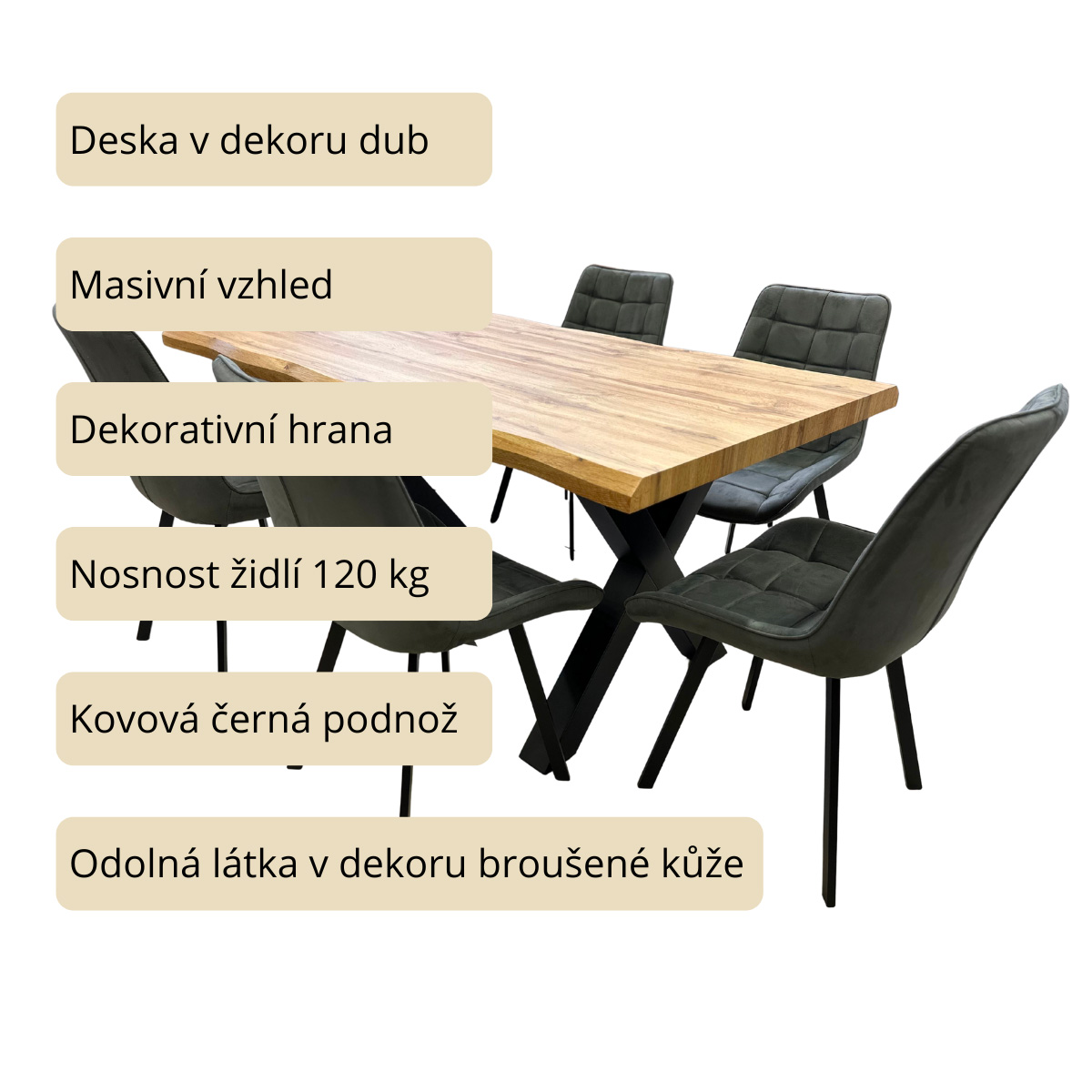 Židle jídelní šedá látka v dekoru broušené kůže AJZ130S