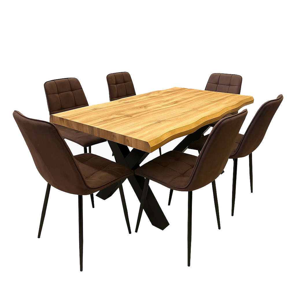 Jídelní set pro 6 osob 160x90 cm dub-hnědá VJS216-60H