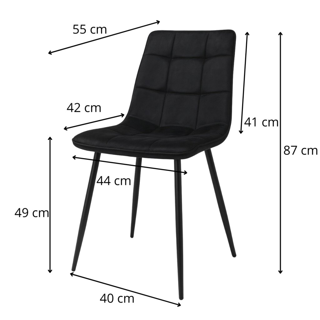 Jídelní židle černá látka černá podnož VJZ100C