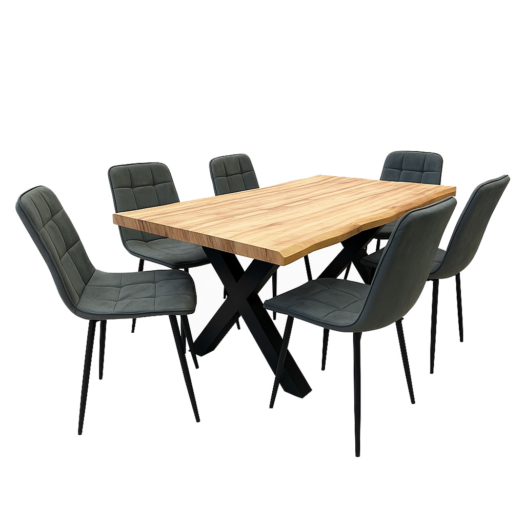 Jídelní set pro 6 osob 160x90 cm dub-šedá VJS216-60S