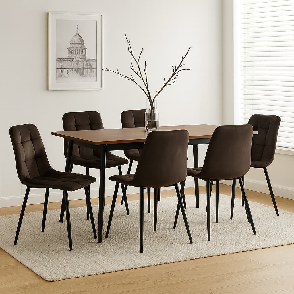 Jídelní židle hnědá samet látka černá podnož VJZ100H-M