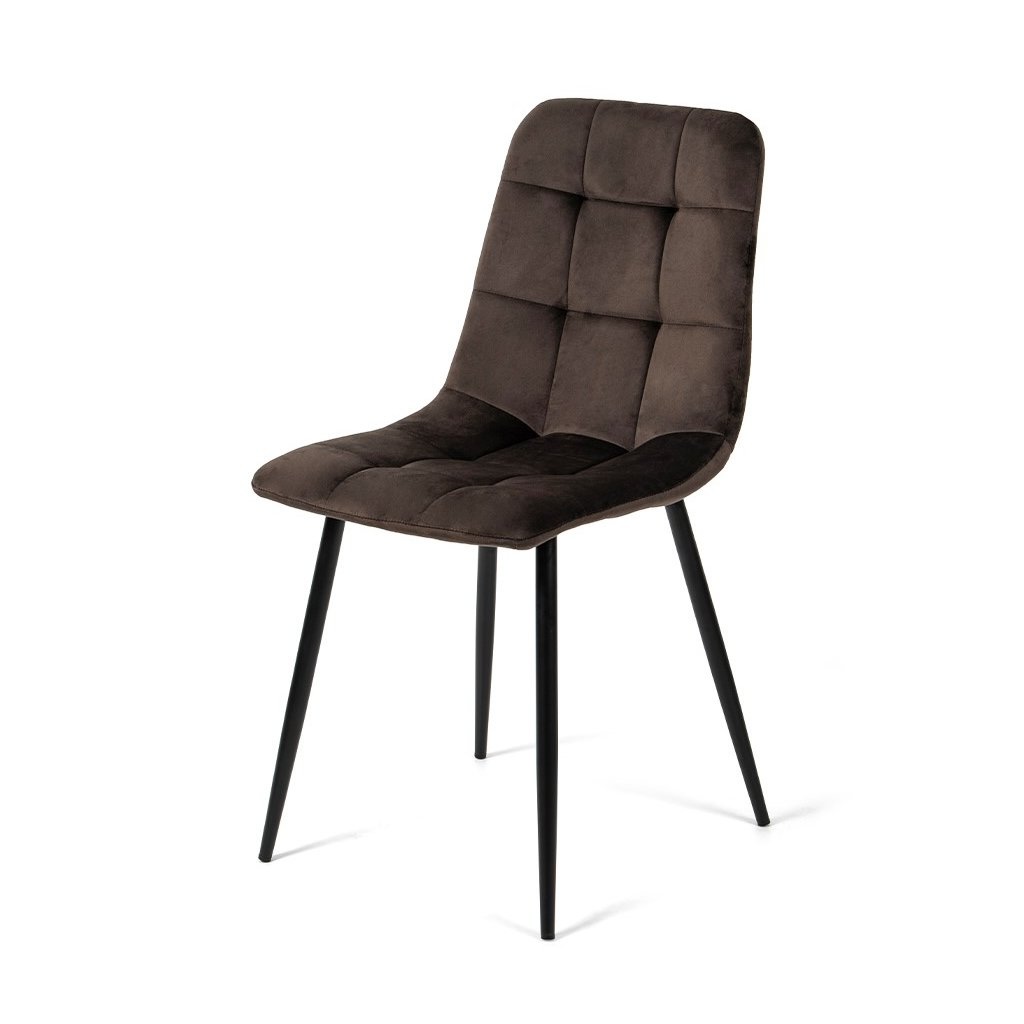 Jídelní židle hnědá samet látka černá podnož VJZ100H-M