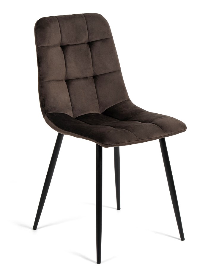 Jídelní židle hnědá samet látka černá podnož VJZ100H-M