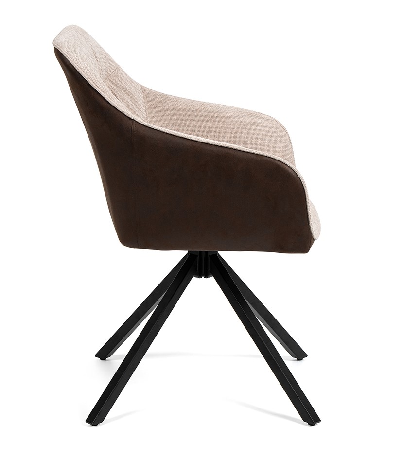 Jídelní židle otočná s područkami hnědá/krémová HJZ103K