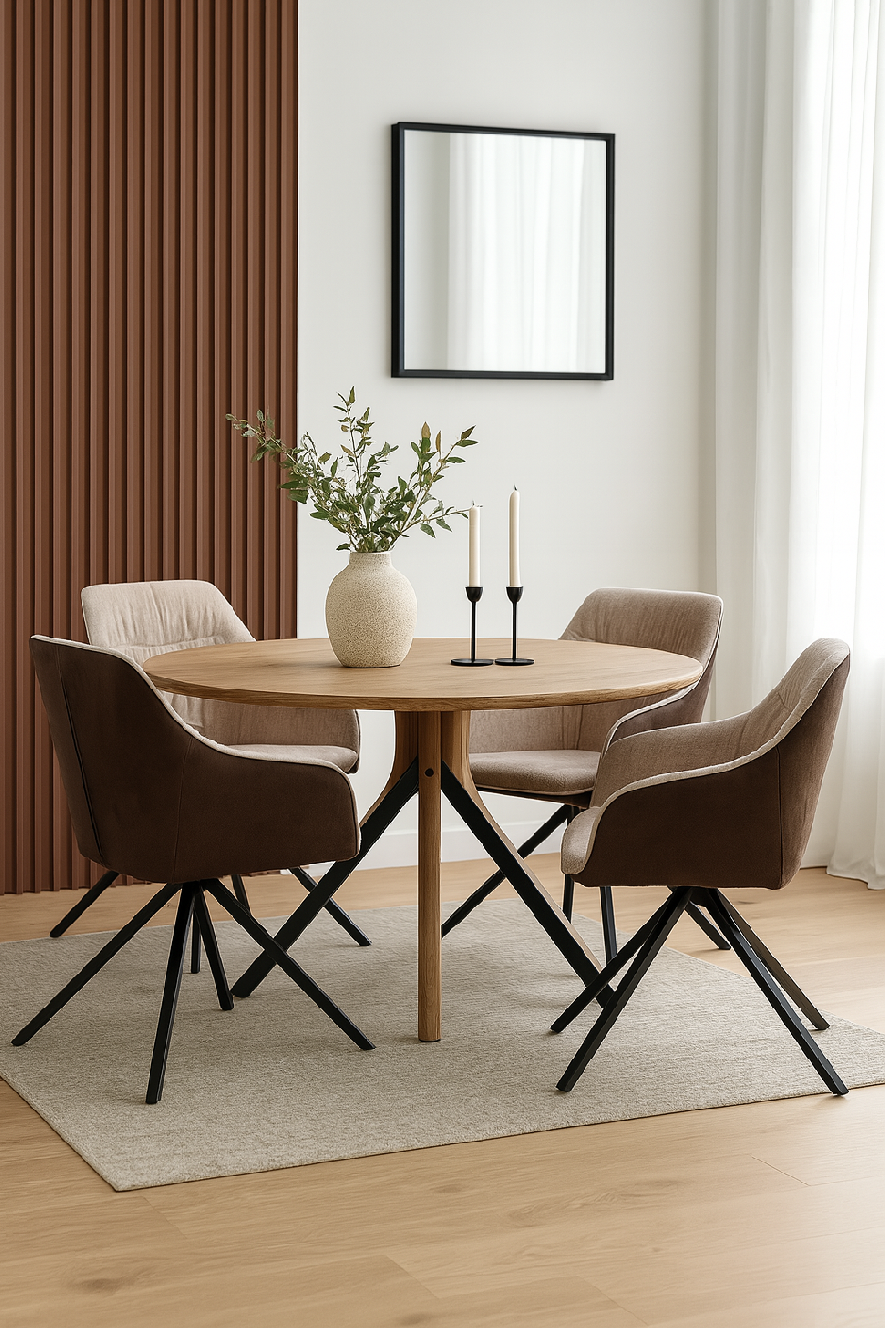 Jídelní židle otočná s područkami hnědá/krémová HJZ103K