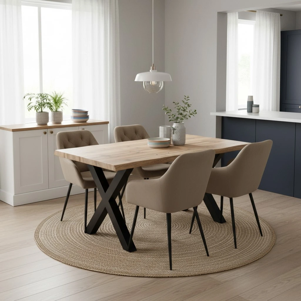 Jídelní set 4+1 160x90 cm dub, béžová VJS136-4BE